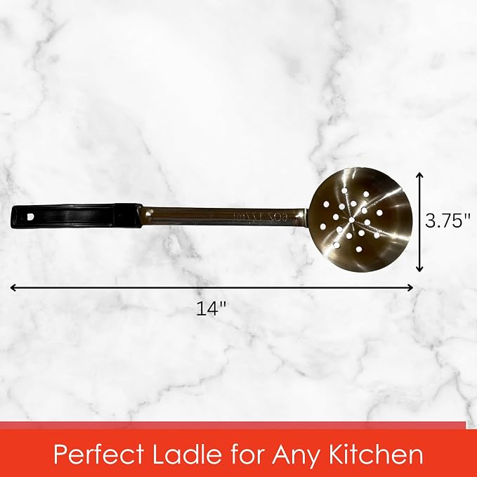 6 Ounce Slotted Stainless Steel Portion Control Ladle Spoon - Image 4