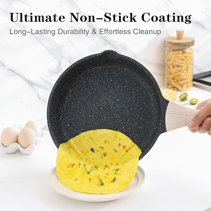 Kordisen Nonstick Frying Pan Skillet, 9.5 Inch Granite Egg Omelet Pan, Healthy - Image 2