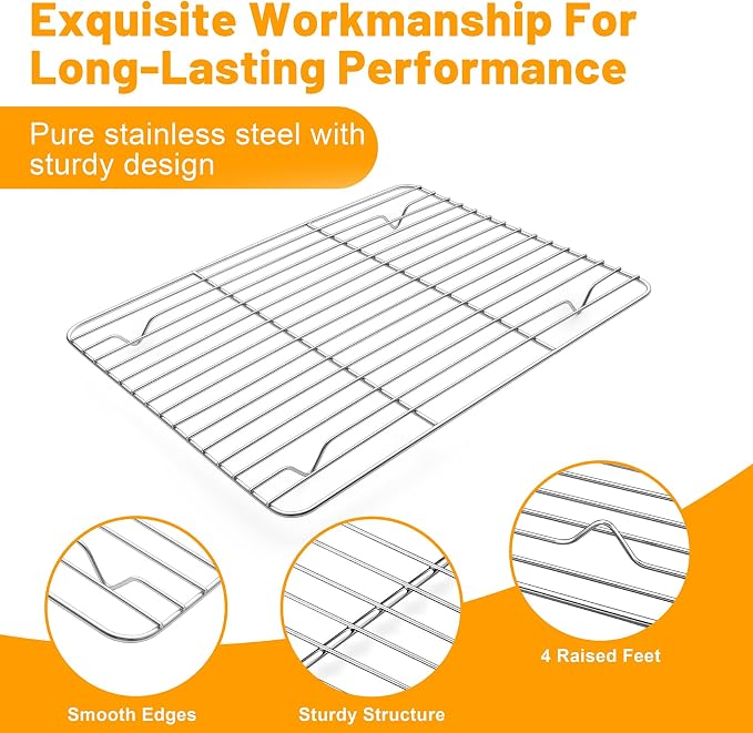 TeamFar Cooling Rack, 11.7” x 9” Stainless Steel Wire Baking Rack - Image 3