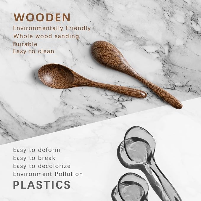 2 PCS Small Wooden Spoons, 5.8 Inch Honey Spoons - Image 3