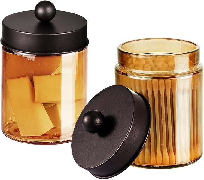 3 Pack Apothecary Jar Canisters Bathroom Vanity Organizer - Image 2