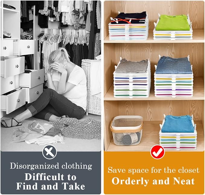 Accenter Tshirt Organizer for Clothes Storage, Stackable Closet Organizer - Image 3
