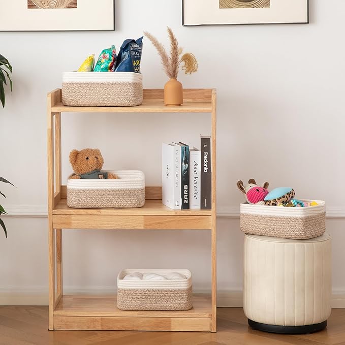 OIAHOMY 4 Pack Storage Baskets for Organizing, Small Bins for Shelves, Cute - Image 6