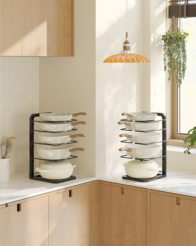 Pots and Pans Organizer under Cabinet, 5 Adjustable Tiers Heavy-Duty Pan Pot - Image 7