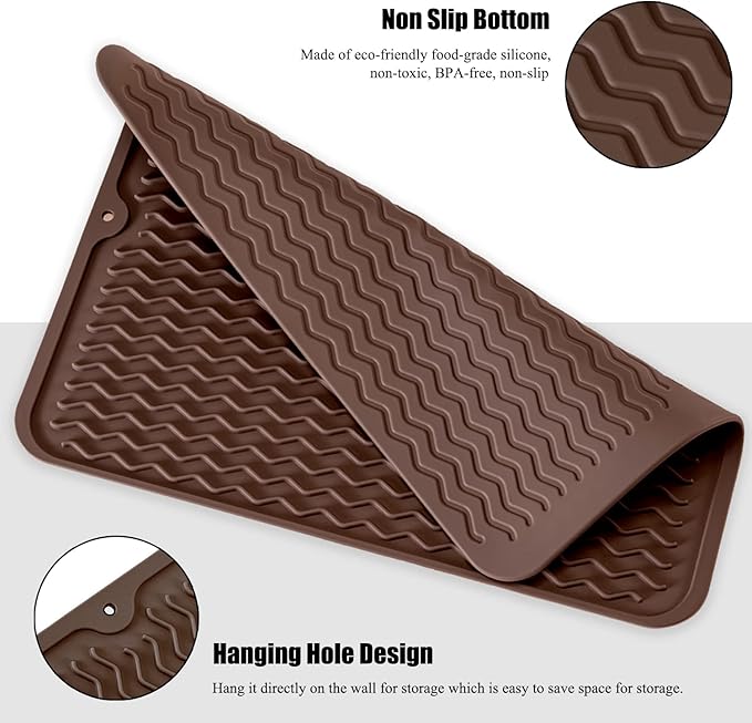 Silicone Dish Drying Mat, Non-Slip Easy Clean Sink Mat Large Heat-resistant - Image 4