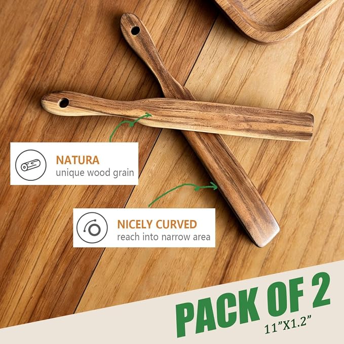2pcs Wood Spurtle for Sourdough Starter, Reaching Bottom of Jar, Dough Whisk - Image 2