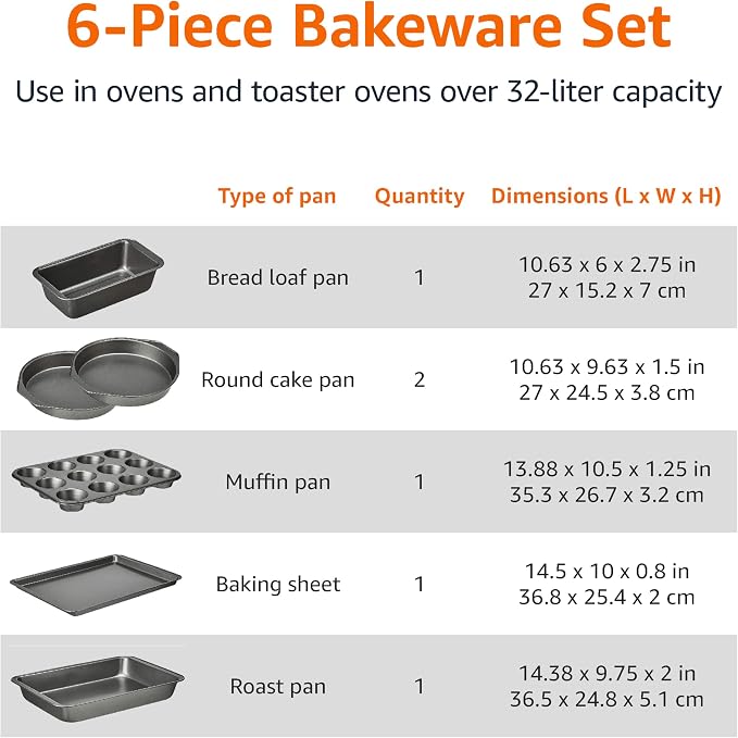 Amazon Basics 6 Piece Nonstick Carbon Steel Bakeware Set - Image 4