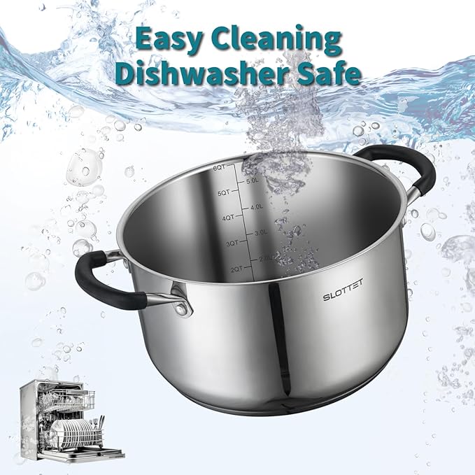 SLOTTET 6 Quart Stainless Steel Stock Pot - Image 5