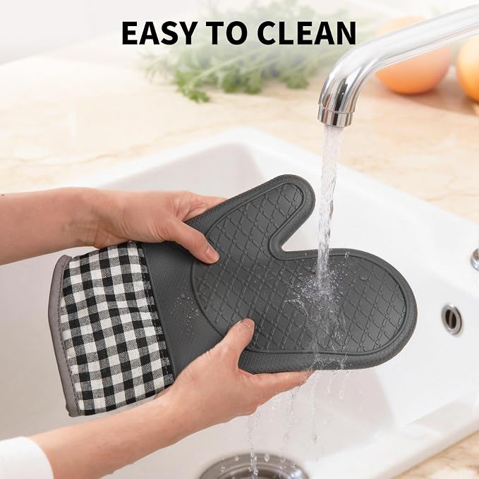 Tifanso Plaid Oven Mitts and Pot Holders 4-Piece Set, Oven Mitts Gloves Heat - Image 5