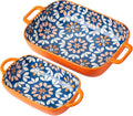 ONCCI Ceramic Baking Dish Set, 2-Piece Hand-painted Porcelain Rectangular by ONECCI