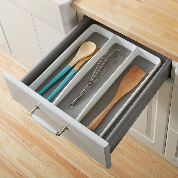 madesmart 3 Compartment Utensil Tray, Non Slip Lining, Deep Storage - Image 3