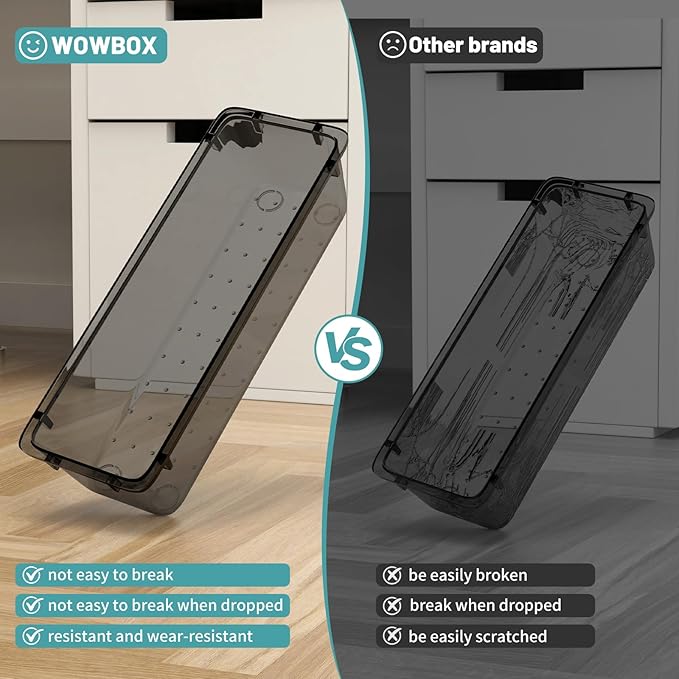 WOWBOX 16 PCS Clear Plastic Drawer Organizer Set, 4 Sizes Desk Drawer - Image 4