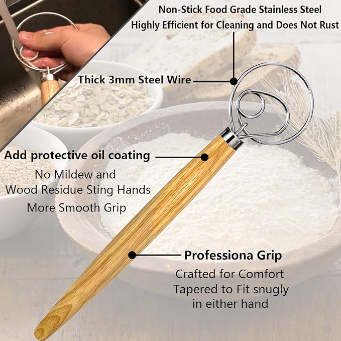 Danish Dough Whisk, Sourdough Tools - Image 2