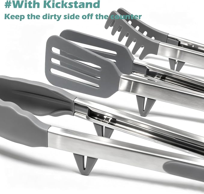 Tongs for Cooking, Food Grade Serving Tongs Set of 3 - Image 2