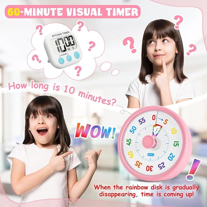 HIPPIH Visual Timer for Kids, 60 Minute Countdown Timers for Classroom Kitchen - Image 2
