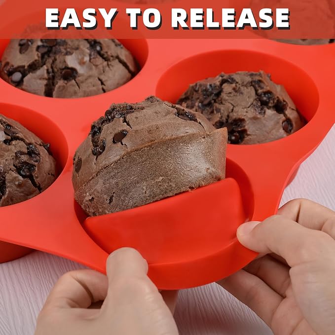 Jumbo Muffin Pan, 3.5 Inch Large Muffin Pan 6 Cup Silicone Jumbo Cupcake Tin - Image 4