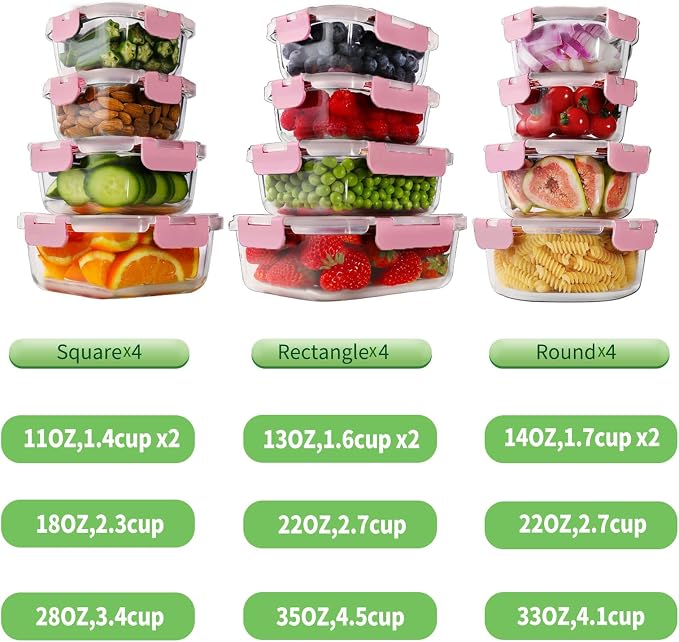 HOMBERKING 24pc Glass Food Storage Containers - Image 3