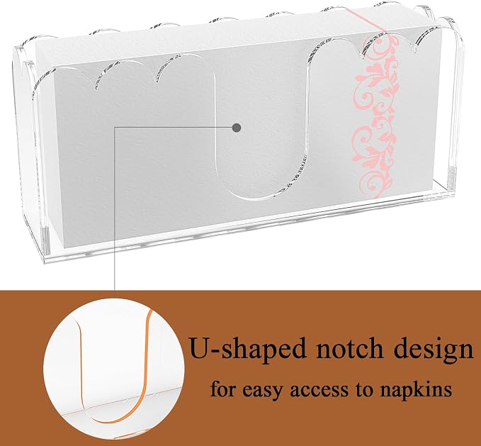 LUGUNU Clear Acrylic Napkin Holder – Scalloped Tray - Image 4