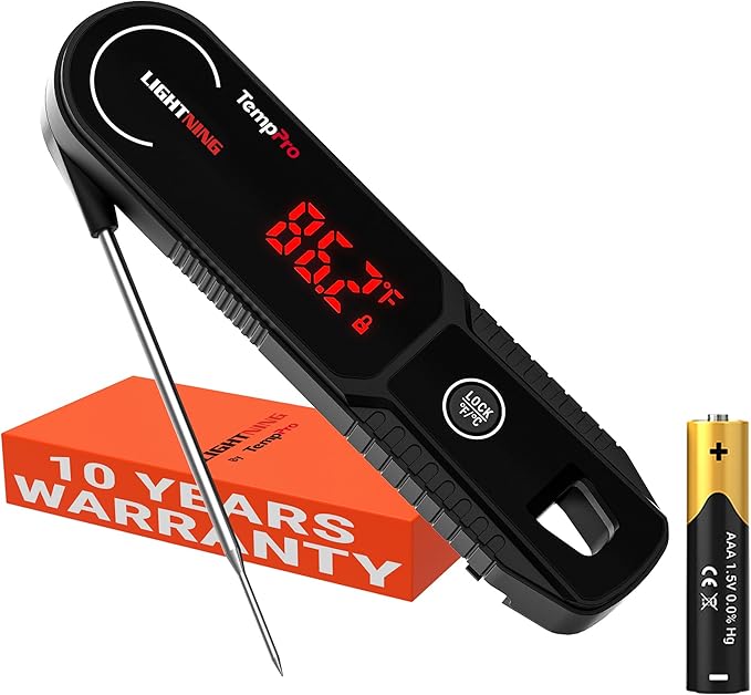 TempPro Lightning 1 Sec Instant Read Meat Thermometer, Kitchen Food Thermometer by TempPro