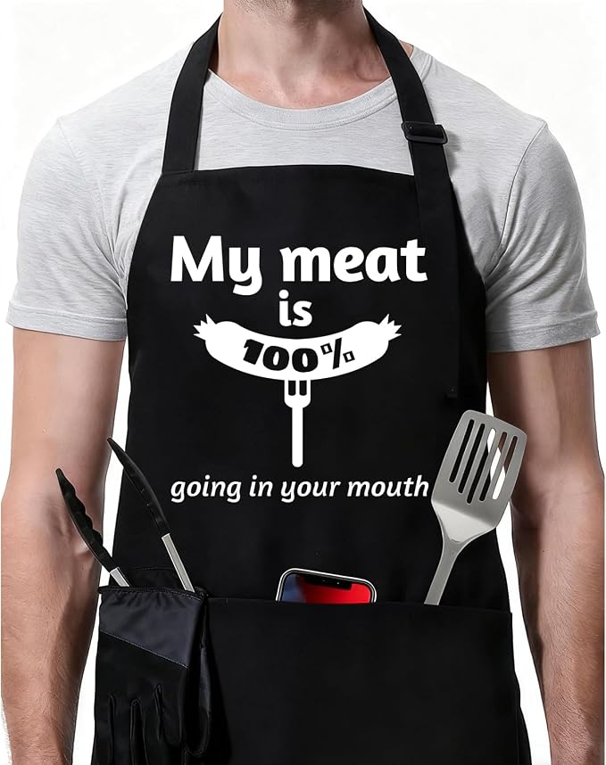 Rosoz Funny BBQ Black Chef Aprons by Rosoz
