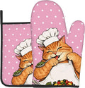 Cat Oven Mitts - Pink Oven Mitts and Pot Holders Sets of 2 Cute Kitten Cooker by DZGlobal
