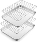 E-far Small Baking Sheet with Wire Rack, Stainless Steel Cookie Sheets Trays & by E-far