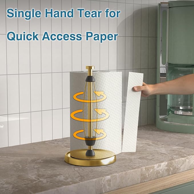 Paper Towel Holder Countertop, Stainless Steel, Weighted Base, Paper Towel Roll - Image 3