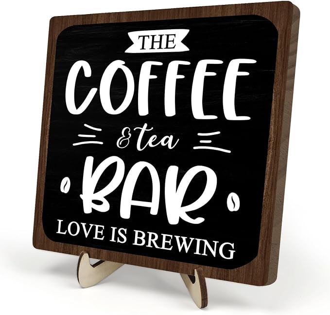 Coffee Bar Decor Sign, Rustic Wooden Plaque by DMADNF