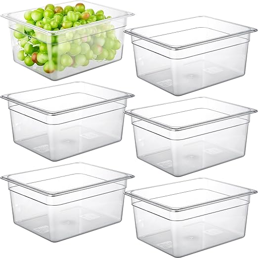 CURTA 6-Pack 1/2 Size 6" Deep NSF Polycarbonate Food Pans | Dishwasher & by CURTA