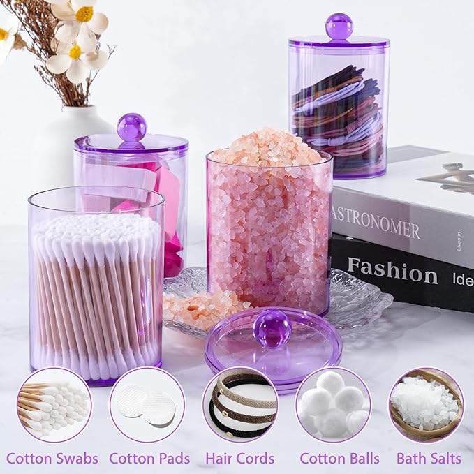 XIPENGKEJI 2 Pack Qtip Holder, Canister Apothecary Jar Set, Bathroom Jars - Image 4