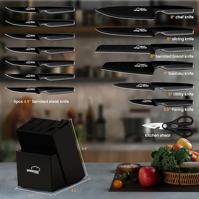 Knife Set, 15 Pieces Kitchen Knife Set - Image 3