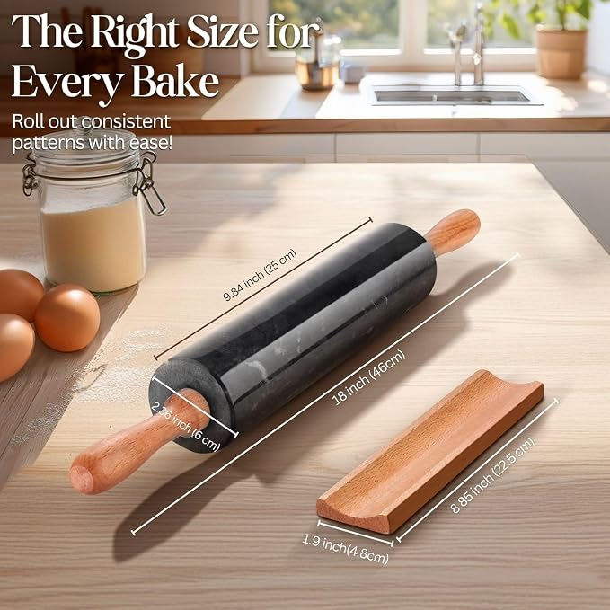 Flexzion Marble Rolling Pin Heavy Nonstick Stone Dough Roller - Image 6
