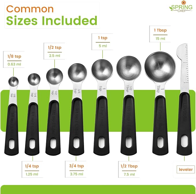 Spring Chef Stainless Steel Magnetic Measuring Spoons Set of 8 - Image 3