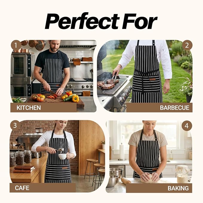 2Pack Adjustable Kitchen Apron for Women Men - Image 7
