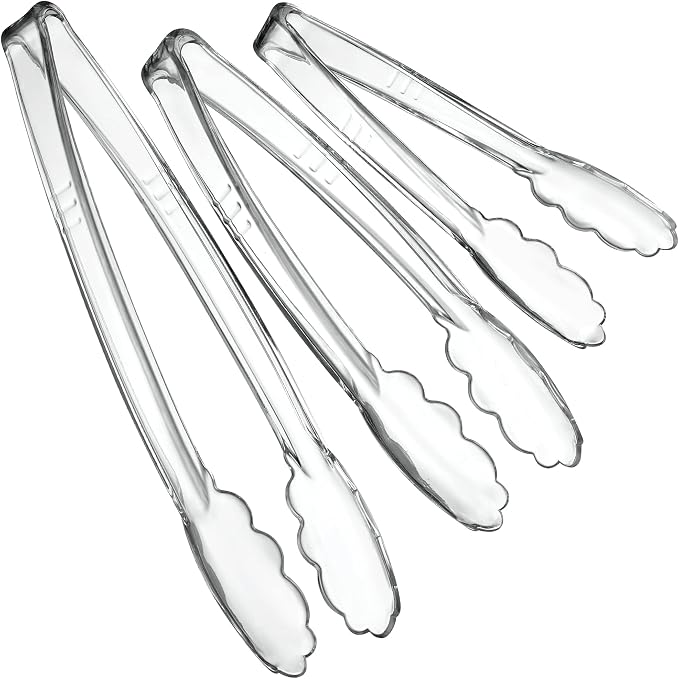 PlasticPro Clear Serving Tongs Combo Set by PLASTICPRO
