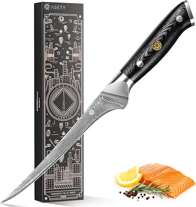 Damascus Fillet knife 7 Inch by ASETY