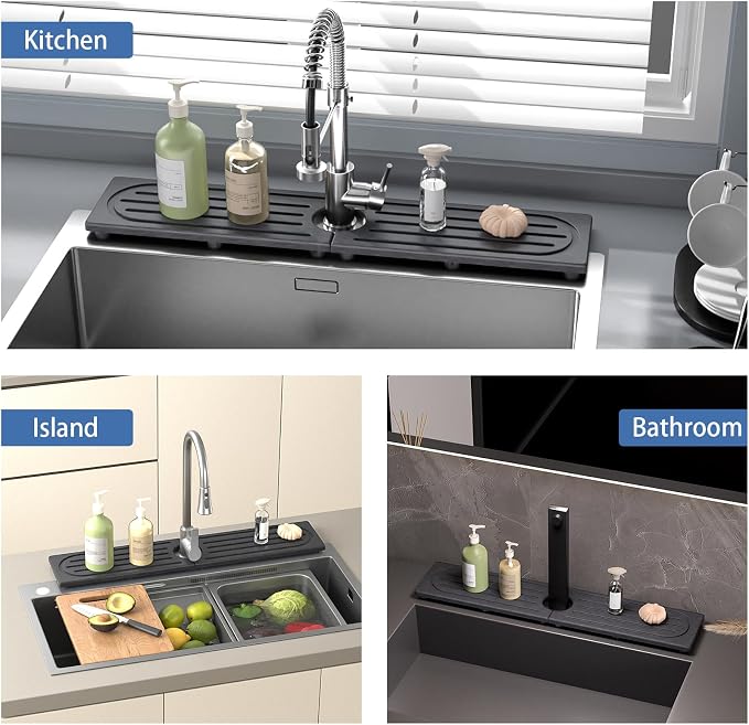 Fast Drying Kitchen Sink Splash Guard, Durable Stone Kitchen Faucet Mat - Image 6