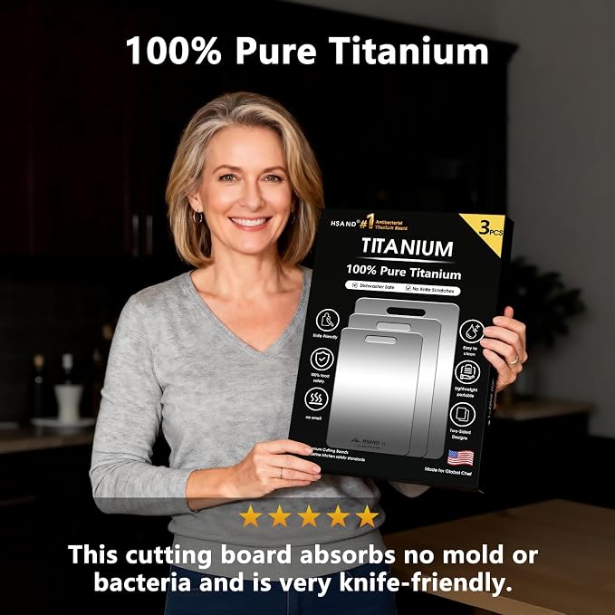 3-Pack Titanium Cutting Board Set, Non-Slip & Double-Sided Design, 100% Pure - Image 7