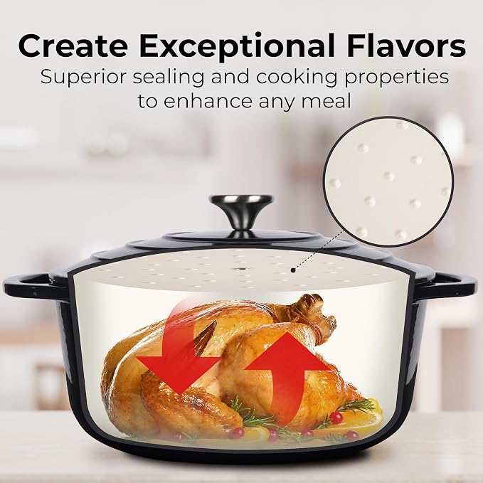 Zulay Kitchen 7.7 Quart Enameled Cast Iron Dutch Oven Pot - Image 4