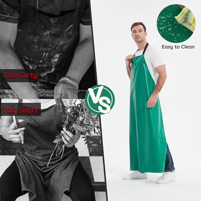Thicker Rubber Apron, Extra Long Adjustable Apron, Heavy Duty Oil&Chemical - Image 7