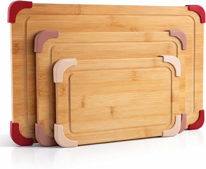 COOK WITH COLOR Non-Slip Cutting Board Set – Kitchen Essentials with Easy Grip by CookwithColor