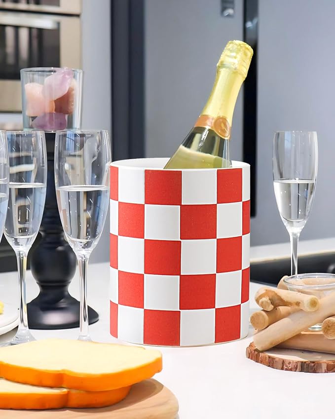 Utensil Holder, 7.2 Inch Checkered Utensil Holder, Ceramic Cooking Utensil - Image 4
