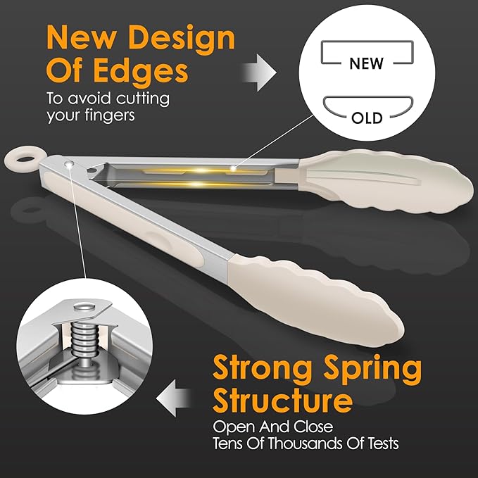 HOTEC Premium Stainless Steel Locking Kitchen Tongs - Image 6