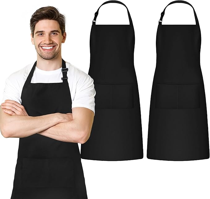 Adjustable Bib Apron 100% Polyester Kitchen Aprons Waterdrop Resistant Aprons by Avalon+Kitchen