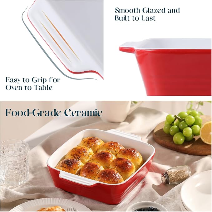 DOWAN 8x8 Baking dish, Square Baking Pan, Ceramic Casserole Dishes - Image 5