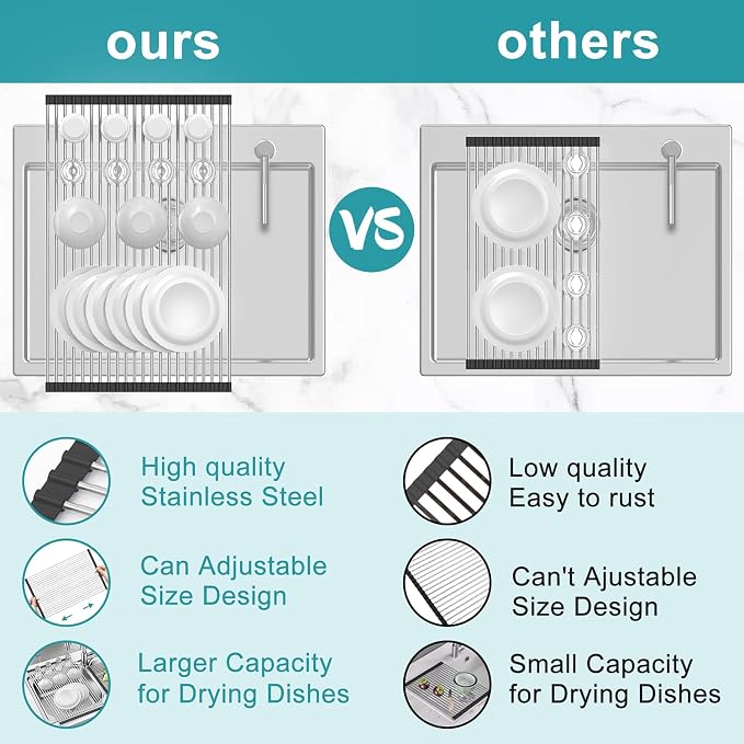 BBXTYLY Extra Large Expandable Roll Up Dish Drying Rack, Over The Sink Drying - Image 4