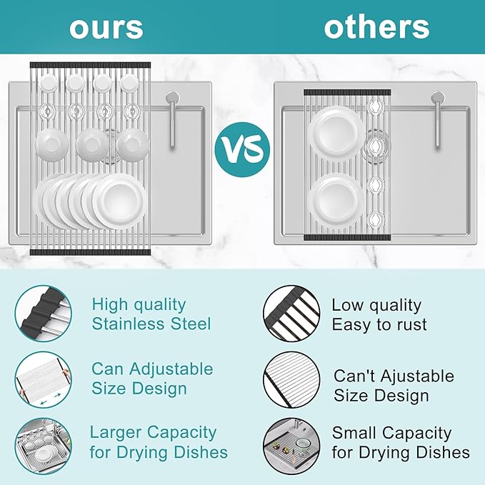 Extra Large Expandable Roll Up Dish Drying Rack, Over The Sink Drying Rack Sink - Image 5