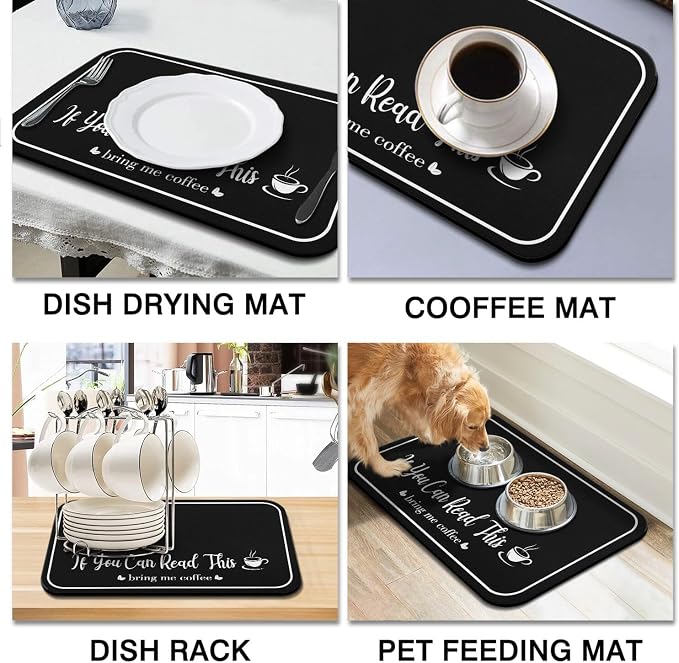 Coffee Bar Mat for Countertops 19inx12in, Absorbent Hide Stain Anti-Slip Cafe - Image 8
