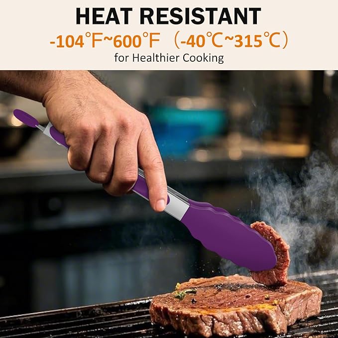 Tongs for Cooking, 600ºF High Heat-Resistant Stainless Steel Kitchen Tongs - Image 5