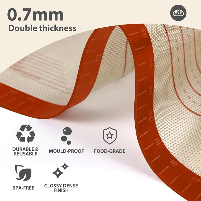 Pastry Mat, 0.7mm Extra Thick 32 x 24 Inches Large Non Stick Silicone Baking Pad - Image 3